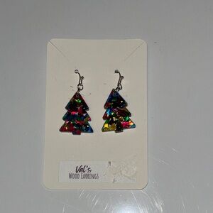 Colorful Christmas resin Tree Earrings